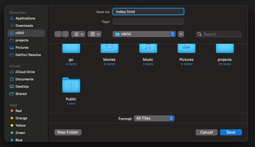 Make sure the name is index.html